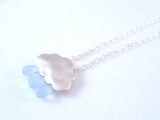 Rain Cloud Earrings, matte silver cloud, blue raindrops, rain drops keep falling on my head, 925 sterling silver posts, small storm earrings - Constant Baubling