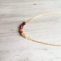 Pink Tourmaline Necklace, 14K gold fill chain, pink stone chips, gemstone chunk necklace, pink gemstone necklace, small stones, tiny stones - Constant Baubling