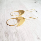 Brass Semicircle Earrings, crescent moon earring, crescent earring, solar eclipse earring, gold circle earring, celestial earring, large - Constant Baubling