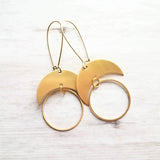 Brass Semicircle Earrings, crescent moon earring, crescent earring, solar eclipse earring, gold circle earring, celestial earring, large - Constant Baubling