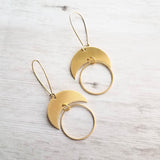 Brass Semicircle Earrings, crescent moon earring, crescent earring, solar eclipse earring, gold circle earring, celestial earring, large - Constant Baubling
