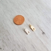 Gold Tag & Initial, 14 karat gold fill tag, gold tag necklace, gold fill chain, small hand stamped letter, small gold tag tiny rectangle tag - Constant Baubling