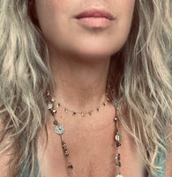 Gold Sequin Layer Necklace - tiny sparkling leaf shape charm layering chain in shiny 14K gold plate - adjustable & custom length available - Constant Baubling