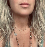 Gold Sequin Layer Necklace - tiny sparkling leaf shape charm layering chain in shiny 14K gold plate - adjustable & custom length available - Constant Baubling