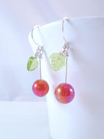 Michigan Cherry Earrings, .925 sterling silver earrings, sweet cherry earrings, fruit earrings, silver cherry earrings, cherry jewelry North - Constant Baubling