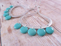 Silver Chandelier Earrings, sky blue disks, silver blue earrings, open teardrop earrings, light blue earrings, turquoise drops large western - Constant Baubling