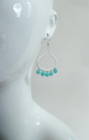 Silver Chandelier Earrings, sky blue disks, silver blue earrings, open teardrop earrings, light blue earrings, turquoise drops large western - Constant Baubling