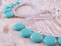 Silver Chandelier Earrings, sky blue disks, silver blue earrings, open teardrop earrings, light blue earrings, turquoise drops large western - Constant Baubling