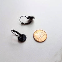 Moon Crater Earrings - celestial night sky art prints under glass domes, black brass lever back hooks, solar system natural satellite - Constant Baubling