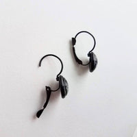 Moon Crater Earrings - celestial night sky art prints under glass domes, black brass lever back hooks, solar system natural satellite - Constant Baubling