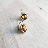 Metallic Copper Earrings, lever back earring, hypoallergenic earring, stainless steel earring, copper foil, faceted round earring, simple - Constant Baubling