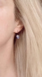 Blue Purple Galaxy Earrings - faux druzy stone in hypoallergenic stainless steel leverback, rough iridescent cobalt blue amethyst finish - Constant Baubling