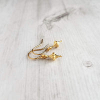 Small Gold Earrings, tiny gold earring, matte gold, little top earring, small simple ear hooks, delicate earring, 14K solid gold hook option - Constant Baubling