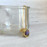 Druzy Eclipse Necklace, rainbow stone necklace, orb necklace, druzy necklace, cracked stone, drusy necklace, druzy pendant, purple gold blue - Constant Baubling