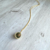 Druzy Eclipse Necklace, rainbow stone necklace, orb necklace, druzy necklace, cracked stone, drusy necklace, druzy pendant, purple gold blue - Constant Baubling