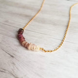 Pink Tourmaline Necklace, 14K gold fill chain, pink stone chips, gemstone chunk necklace, pink gemstone necklace, small stones, tiny stones - Constant Baubling