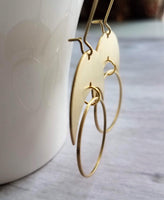 Brass Semicircle Earrings, crescent moon earring, crescent earring, solar eclipse earring, gold circle earring, celestial earring, large - Constant Baubling