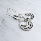 Silver Tribal Earrings - silver hoops, round silver earring, tribal hoop, geometric earrings, ethnic earrings, hoop earrings, boho earrings - Constant Baubling