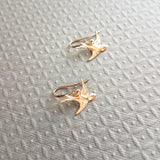 Small Bird Earrings, rose gold birds, little bird dangles, flying birdies, rose gold hooks, dainty bird earring, soaring bird earring, wings - Constant Baubling