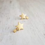 Wishing Star Earrings, little silver star stud, brushed finish star, tiny dangle star, wish earring, sterling silver post, star student gift - Constant Baubling