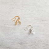 Little Silver Leaf Earrings, tiny leaves, silver filigree leaf earring, small fall earring, silver leaf dangle, cut out leaf, scalloped edge - Constant Baubling