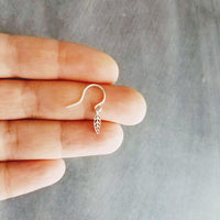 Little Silver Leaf Earrings, tiny leaves, silver filigree leaf earring, small fall earring, silver leaf dangle, cut out leaf, scalloped edge - Constant Baubling