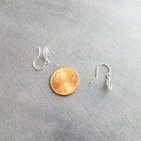 Little Silver Leaf Earrings, tiny leaves, silver filigree leaf earring, small fall earring, silver leaf dangle, cut out leaf, scalloped edge - Constant Baubling