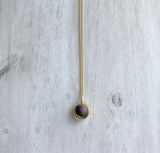 Druzy Eclipse Necklace, rainbow stone necklace, orb necklace, druzy necklace, cracked stone, drusy necklace, druzy pendant, purple gold blue - Constant Baubling