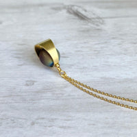 Druzy Eclipse Necklace, rainbow stone necklace, orb necklace, druzy necklace, cracked stone, drusy necklace, druzy pendant, purple gold blue - Constant Baubling