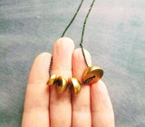 Moon Necklace, black gold moons, black ball chain, celestial necklace, half sphere necklace, brass pendant, thin black chain, high low moon - Constant Baubling