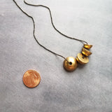Moon Necklace, black gold moons, black ball chain, celestial necklace, half sphere necklace, brass pendant, thin black chain, high low moon - Constant Baubling