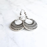 Silver Tribal Earrings - silver hoops, round silver earring, tribal hoop, geometric earrings, ethnic earrings, hoop earrings, boho earrings - Constant Baubling