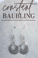 Silver Tribal Earrings - silver hoops, round silver earring, tribal hoop, geometric earrings, ethnic earrings, hoop earrings, boho earrings - Constant Baubling