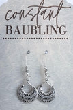 Silver Tribal Earrings - silver hoops, round silver earring, tribal hoop, geometric earrings, ethnic earrings, hoop earrings, boho earrings - Constant Baubling