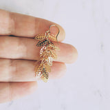 Shaggy Leaf Earrings - long thin gold cascade fringe of small little tiny staggered filigree leaves on simple dainty delicate hooks - Constant Baubling