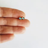 Tiny Gold Stud Earrings, round studs, aqua blue stud, pink color changing, 4mm 5mm rhinestone, hypoallergenic stainless steel, opalescent - Constant Baubling