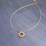 Gold Circle Necklace, round pendant, bubble necklace, gold ring pendant, thin delicate chain, eternity pendant, eternity necklace, 14K gold - Constant Baubling
