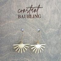 Sun Earrings, gold sunshine earrings, sun ray earrings, sunburst earrings, gold dangle earrings, cheerful earring happy earring kidney hooks - Constant Baubling