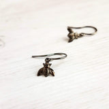 Little Bumblebee Earrings - tiny black gunmetal silver shiny bees, small simple delicate hooks, minimalist spring honeybee hive, honey gift - Constant Baubling