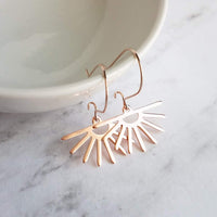 Sun Earrings, black sun earring, sunset earring, sunrise earring, matte black earring, sunburst earring, small black earring, latching hook - Constant Baubling