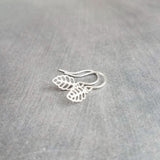 Little Silver Leaf Earrings, tiny leaves, silver filigree leaf earring, small fall earring, silver leaf dangle, cut out leaf, scalloped edge - Constant Baubling
