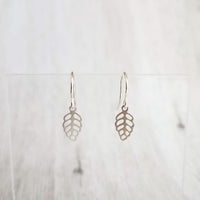Little Silver Leaf Earrings, tiny leaves, silver filigree leaf earring, small fall earring, silver leaf dangle, cut out leaf, scalloped edge - Constant Baubling