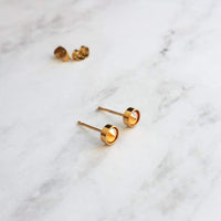 Orange Stud Earrings - tiny little round AB opalescent rhinestone gem, gold plated hypoallergenic stainless steel, girls, minimalist jewelry - Constant Baubling