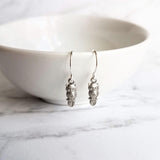 Owl Dangle Earrings, tiny owl earring, antique silver owl, oxidized silver dangle, small bird earring, little hook, delicate earring, owlet - Constant Baubling