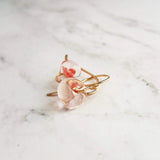 Coral Earrings - 14K gold fill curvy hooks & small boro glass lampwork drops, coral pink orange melon teardrops in clear, bubble earring - Constant Baubling