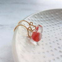 Coral Earrings - 14K gold fill curvy hooks & small boro glass lampwork drops, coral pink orange melon teardrops in clear, bubble earring - Constant Baubling
