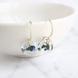 Glass Teardrop Earrings, .925 sterling silver earring, fancy silver hook, blue green glass earring, swirl glass earring, 14K gold glass drop - Constant Baubling