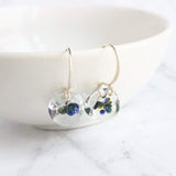 Glass Teardrop Earrings, .925 sterling silver earring, fancy silver hook, blue green glass earring, swirl glass earring, 14K gold glass drop - Constant Baubling