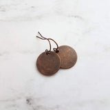 Copper Disk Earrings, aged copper earring, copper circle earring, flat circle earring, small copper disk earring antique copper disk earring - Constant Baubling