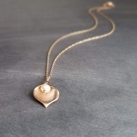 Rose Gold Lily Necklace, small lily necklace, rose gold chain, freshwater pearl necklace, rose gold flower pendant bridal jewelry calla lily - Constant Baubling